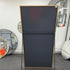 Back view of tall freestanding Navi gold mirror showing sturdy frame construction