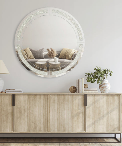 Joni Crystal Accent Round Mirror
