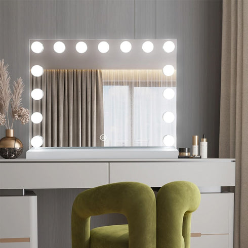 Jocelyn Rectangular Hollywood Frontlit LED Makeup Mirror with Touch Sensor