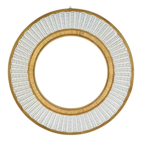 Armidale Cane Round Mirror - Natural Woven Frame Decorative Wall Mirror