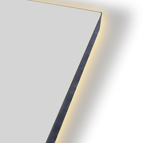 Graeme Rounded Corners Anti-Fog Backlit LED Bathroom Mirror - Gunmetal Frame with Optional Bluetooth Speaker