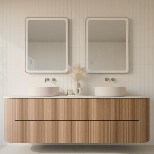 Taylor Anti-Fog Frontlit & Backlit LED Bathroom Mirror - Brushed Nickel Frame with Optional Bluetooth Speaker