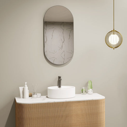 Cameryn Aluminium Framed Brushed Gunmetal Oval Bathroom Mirror