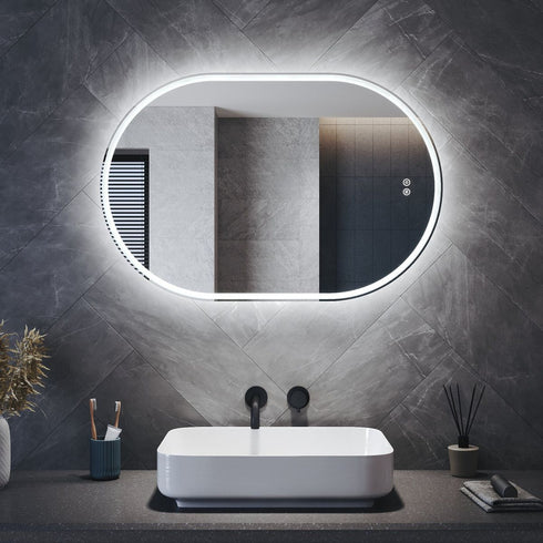 Anam Oval LED Bathroom Mirror with Anti-Fog & Shaver Outlet