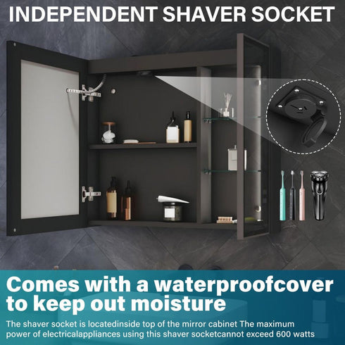 Arisanta Anti-fog LED Bathroom Cabinet With Glass Shelves