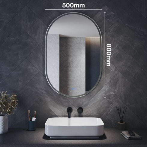 Anam Oval LED Bathroom Mirror with Anti-Fog & Shaver Outlet