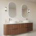 Cameryn Pill Shaped Anti-Fog LED Bathroom Mirror - Brushed Gunmetal Frame with Optional Bluetooth Speaker