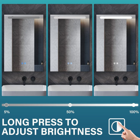 Dane Hemp Black LED Bathroom Cabinet with Makeup Storage Shelf