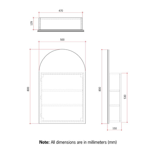 Vienna Arch Black Mirror Cabinet
