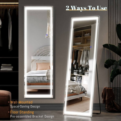 Ryenne Full Length 3 Color LED Dressing Wall Mounted/Standing Mirror