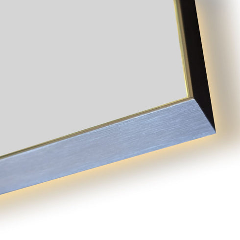 Raelene Anti-Fog Frontlit & Backlit LED Bathroom Mirror - Brushed Nickel Frame with Optional Bluetooth Speaker