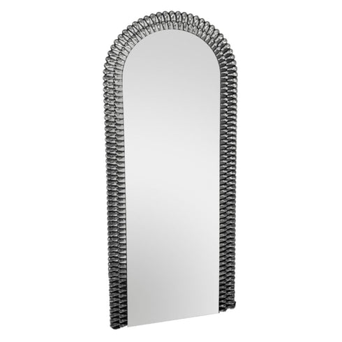Diamond Water Drop Arch Wall Mirror with silver textured frame
