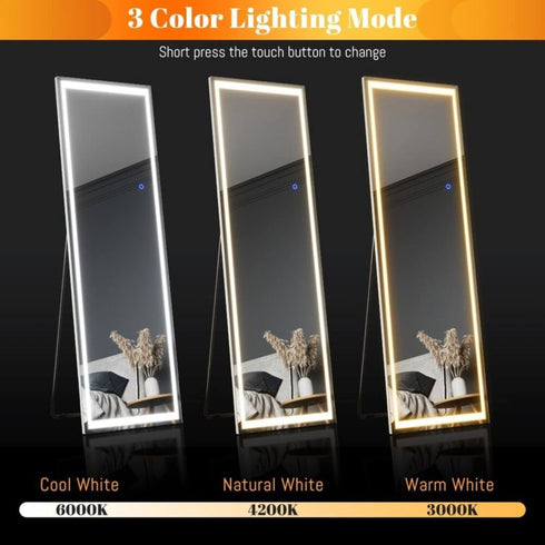 Ryenne Full Length 3 Color LED Dressing Wall Mounted/Standing Mirror