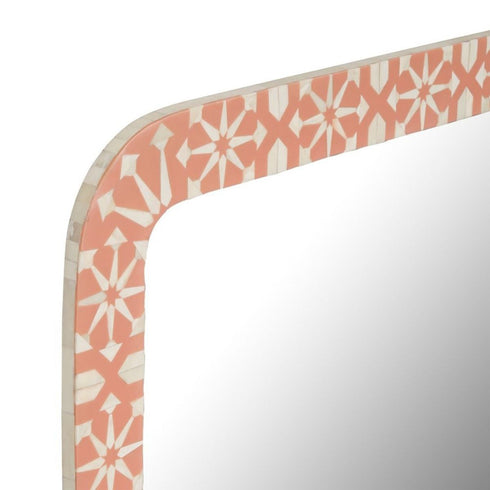 Aiza Bone Inlay White & Peach Wall Mirror