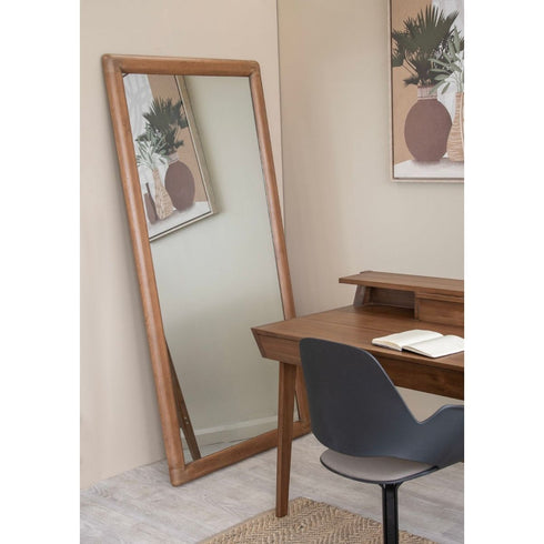 Hendrix Vintage Full Length Teak Wood FSC Recycled Timber Floor Mirror with Rounded Edges