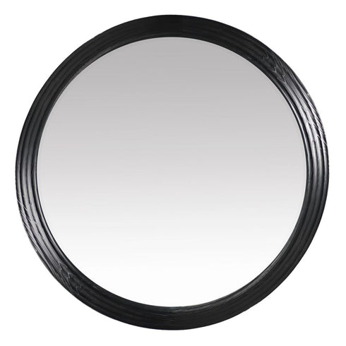 Penny Matte Black Round Wall Mirror