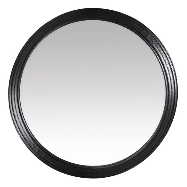Penny Matte Black Round Wall Mirror
