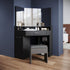 Marlo Black Corner Dressing Table with Triple Mirror & Storage - Makeup Vanity with Drawers