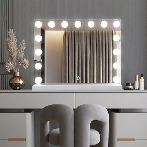 Jocelyn Rectangular Hollywood Frontlit LED Makeup Mirror with Touch Sensor