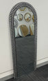 Full-length arched mirror with sculptural silver acrylic design