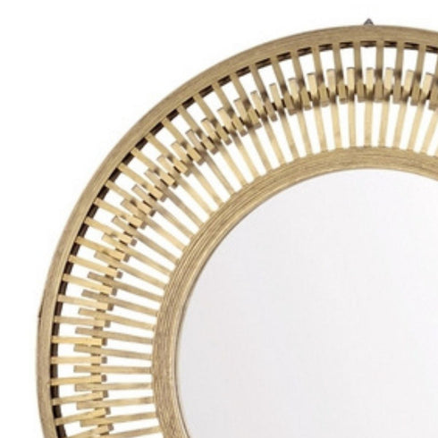 Whyalla Cane Natural Rattan Style Round Wall Mirror with Open Frame