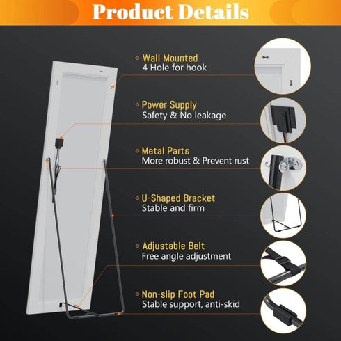 Ryenne Full Length 3 Color LED Dressing Wall Mounted/Standing Mirror