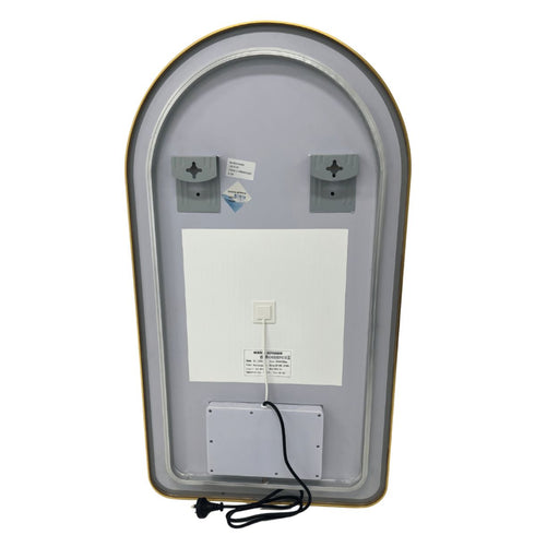 Meroo Arched Antifog Backlit LED Gold Wall Mirror
