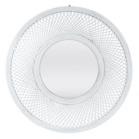 Yallingup Eclipse Cross Weave White Woven Frame Round Wall Mirror