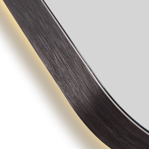 Graeme Rounded Corners Anti-Fog Backlit LED Bathroom Mirror - Gunmetal Frame with Optional Bluetooth Speaker