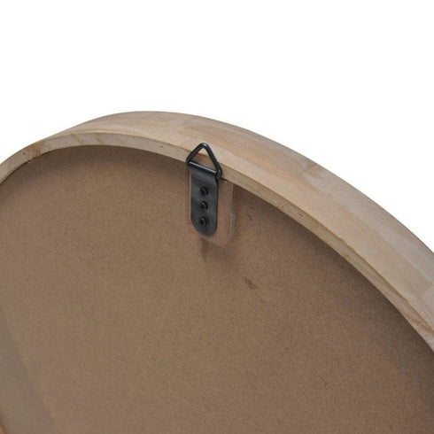 Gable Rubberwood Round Wall Mirror - Natural Wood Frame Decorative Mirror