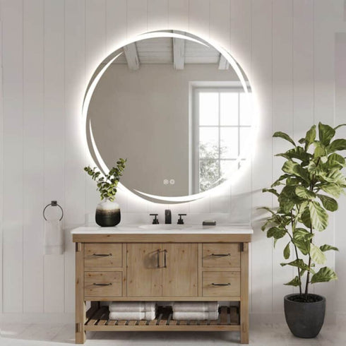 Banksia Frameless Frosted Antifog Right Cut Moon Frontlit LED Wall Mirror