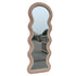 Modern Arched Wavy Velvet Full Length Mirror in beige with plush teddy velvet frame
