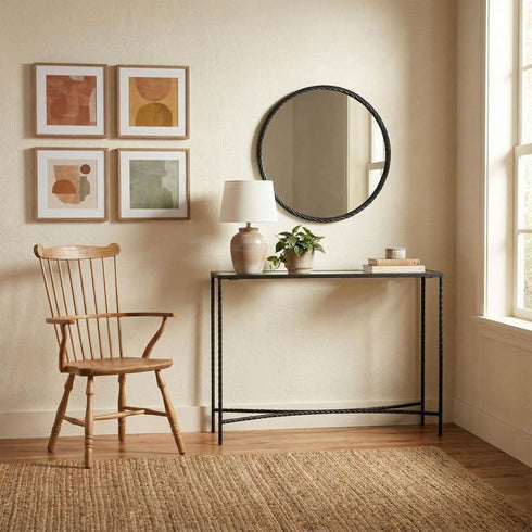 Loen Black Round Wall Mirror