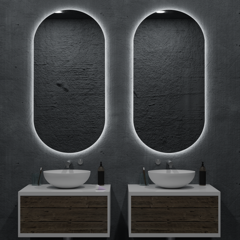 Amara Pill Shape Antifog 3 Colour LED Backlit Bathroom Mirror With Wave Motion Sensor