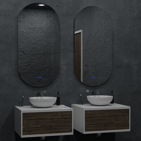 Amara Pill Shaped Anti-fog 3 Colour LED Backlit Bathroom Mirror With Optional Bluetooth Speaker