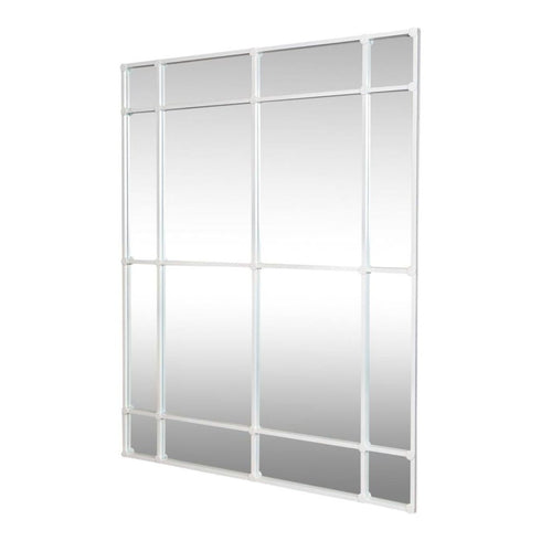 Allen 16-Pane Rectangular White Iron Frame Wall Mirror