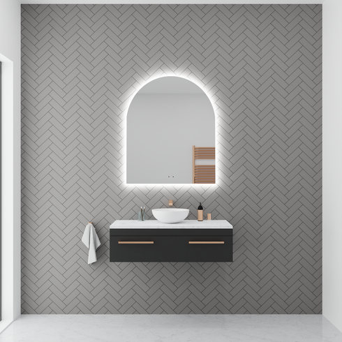 Aurelio Arched Antifog 3 Colour LED Backlit Bathroom Mirror With Wave Motion Sensor