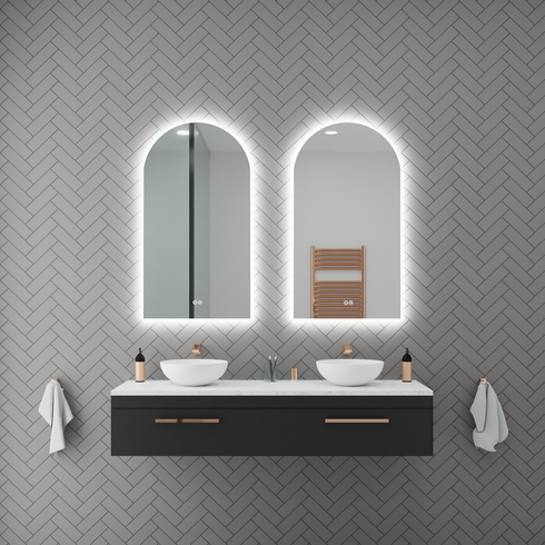 Aurelio Antifog Arch Shaped 3 Colour Backlit LED Bathroom Mirror With Optional Bluetooth