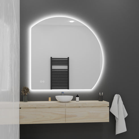 Enzo Corner Frameless 3 Colour LED Backlit Bathroom Mirror With Demister & Optional Bluetooth Speaker