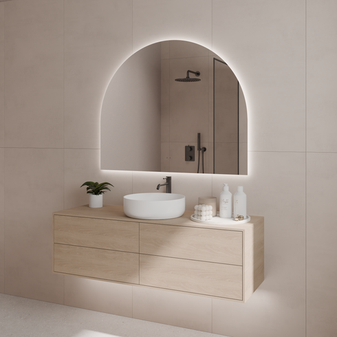 Aurelio Arched Antifog 3 Colour LED Backlit Bathroom Mirror With Wave Motion Sensor