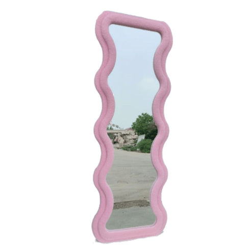 Auren Wavy Teddy Velvet Full Length Pink Wall Mirror