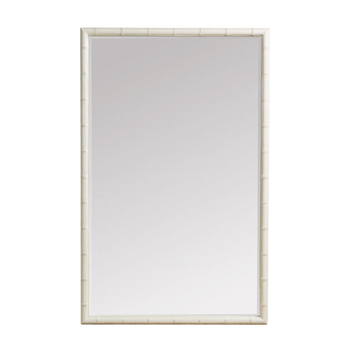 Juergen Off-White Bamboo Style Wall Mirror - Coastal Rectangular Decorative Mirror