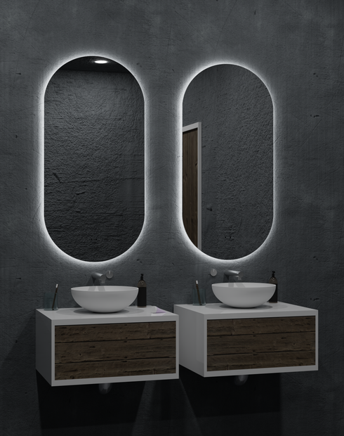 Amara Pill Shape Antifog 3 Colour LED Backlit Bathroom Mirror With Wave Motion Sensor