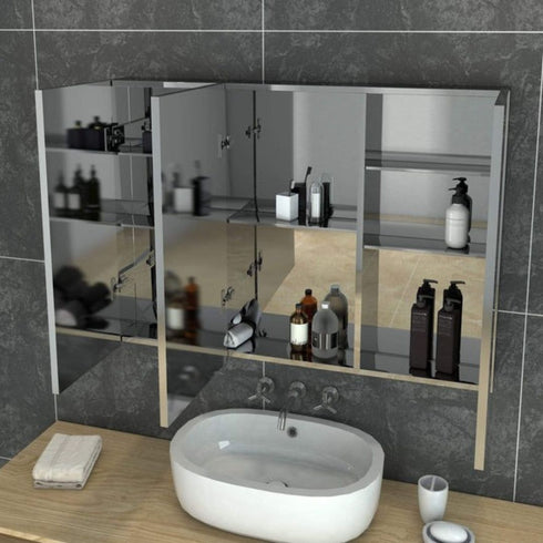 Coralie Stainless Steel Wall Mounted Bathroom Mirror Cabinet