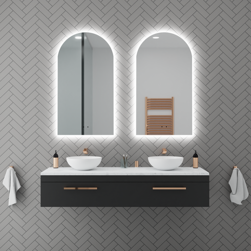 Aurelio Arched Antifog 3 Colour LED Backlit Bathroom Mirror With Wave Motion Sensor