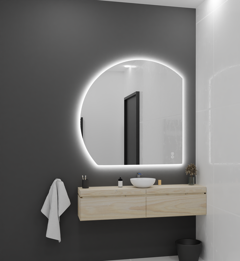 Enzo Corner Frameless 3 Colour LED Backlit Bathroom Mirror With Demister & Optional Bluetooth Speaker