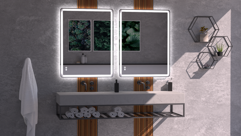 Dario Rectangle Antifog 3 Colour LED Frontlit and Backlit Bathroom Mirror With Optional Bluetooth