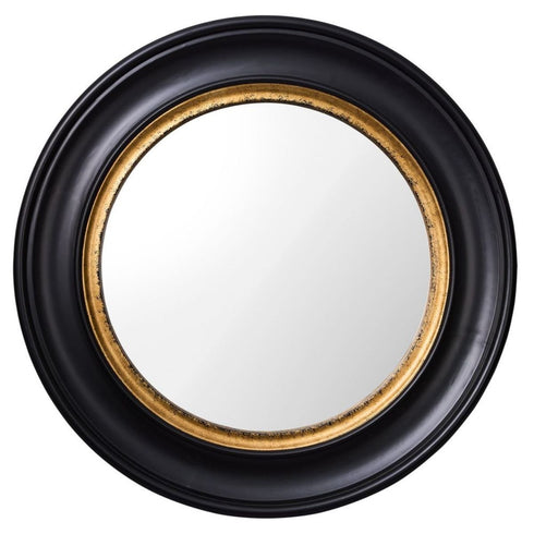 Cecille Black Round Mirror