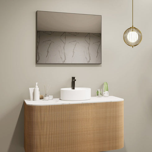 Raelene Rectangular Aluminium Framed Matte Black Bathroom Mirror