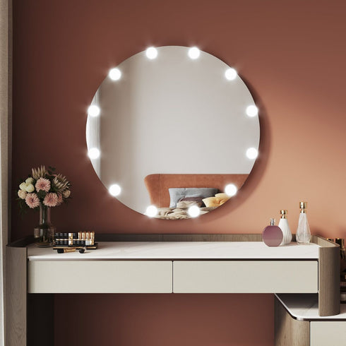 Criselain 3 Color Modes LED Round Vanity Wall Mirror